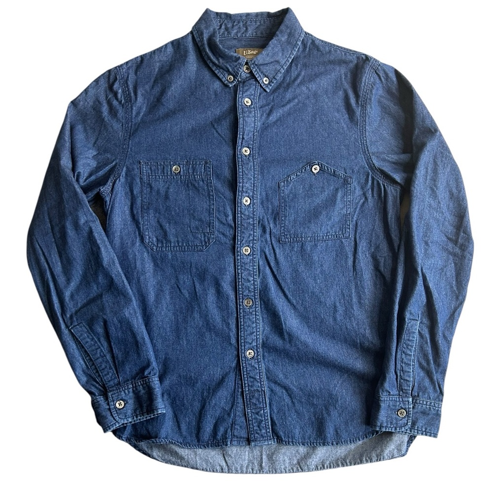 U.Sage Denim Button‎ Down Shirt Men’s Small Japanese Fabric Double Pocket